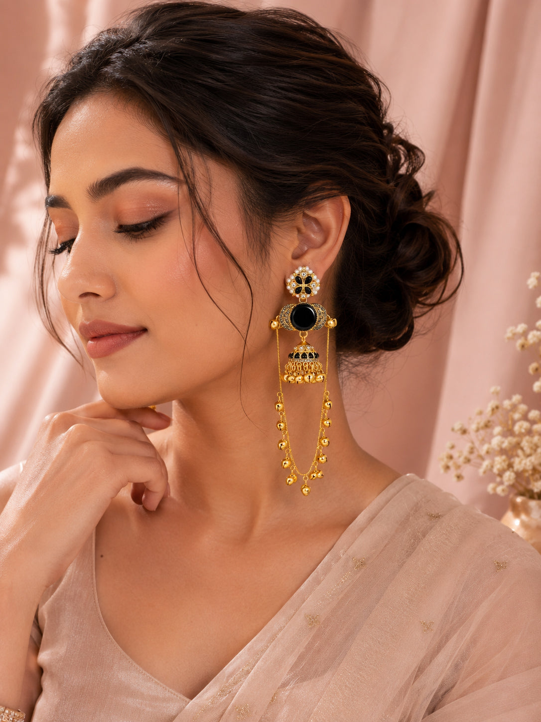 Aanura Gold Plated Stone Earrings with Brass