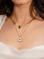 Aanura Emerald Square Dual-Layer Necklace