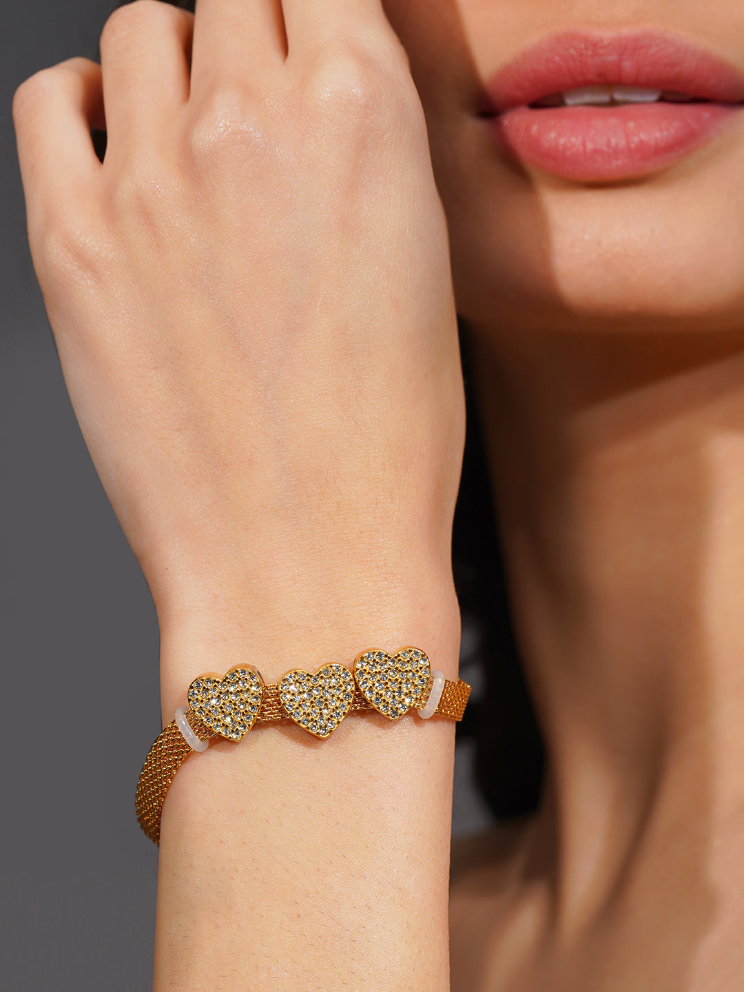 Aanura Triple Heart Mesh Adjustable Bracelet