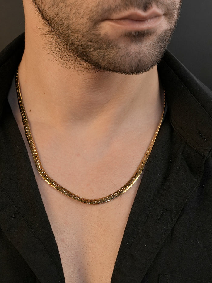 18K Gold Plated Cuban Link Anti-Tarnish Waterproof Chain for Men