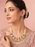 Aanura Multi-Strand Pearl Necklace with Kundan Earrings