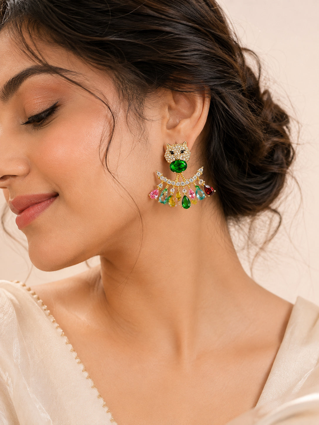 Aanura Multicolor Panther Drop Earrings