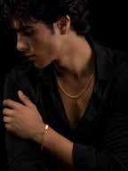 Gold Curb Chain & Geometric Link Bracelet Combo for Men
