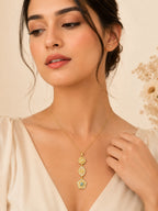 Gold Plated Celestial Aqua Stone Drop Necklace
