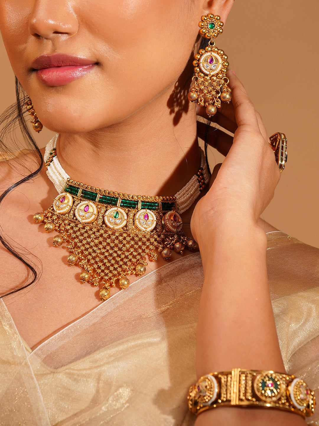 Aanura Gold Plated Heritage Necklace Set