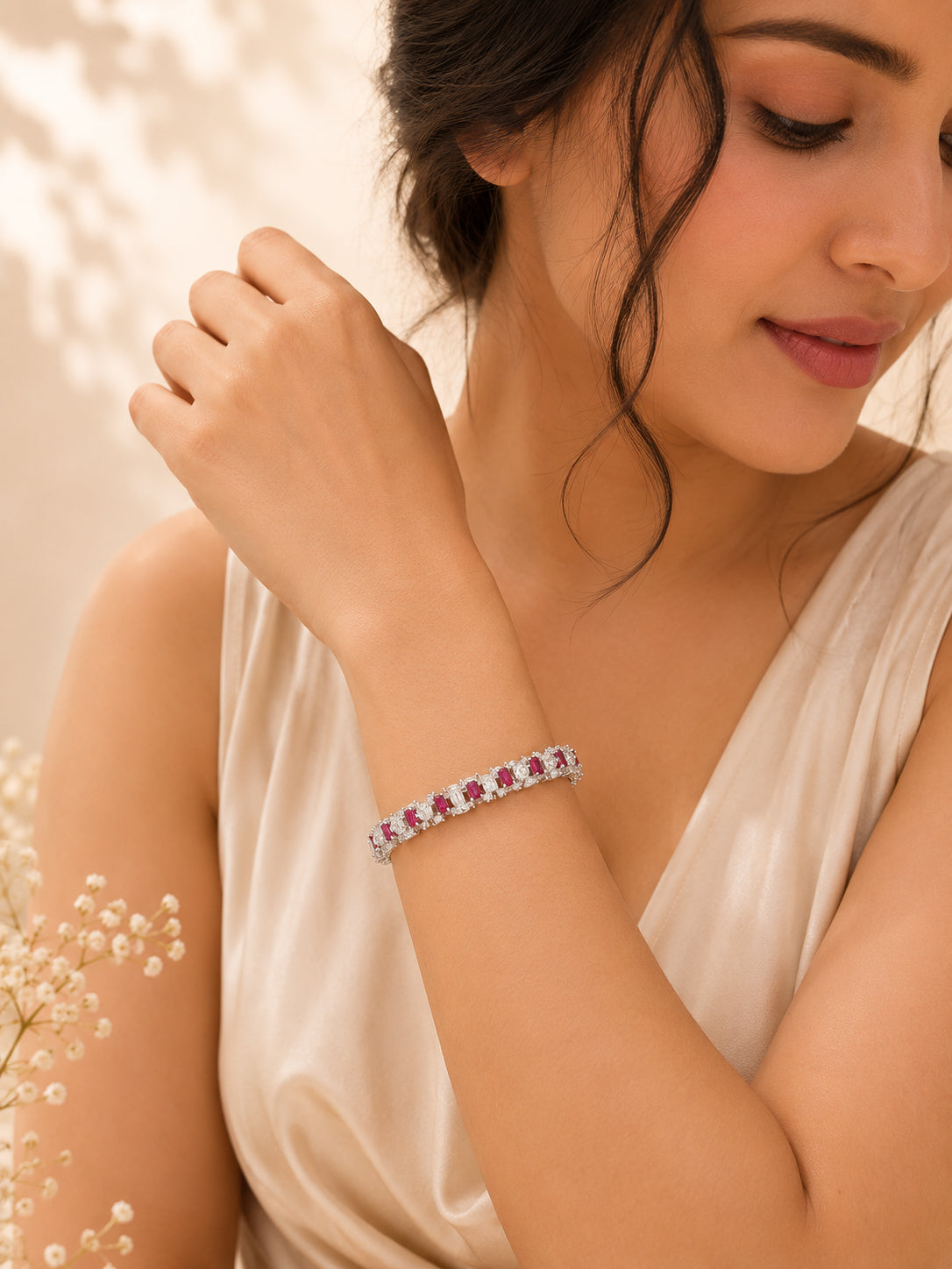 Aanura Radiant Diamond Silver Bracelet