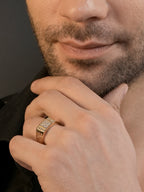 18K Gold Om CZ Square Anti-Tarnish Waterproof Ring