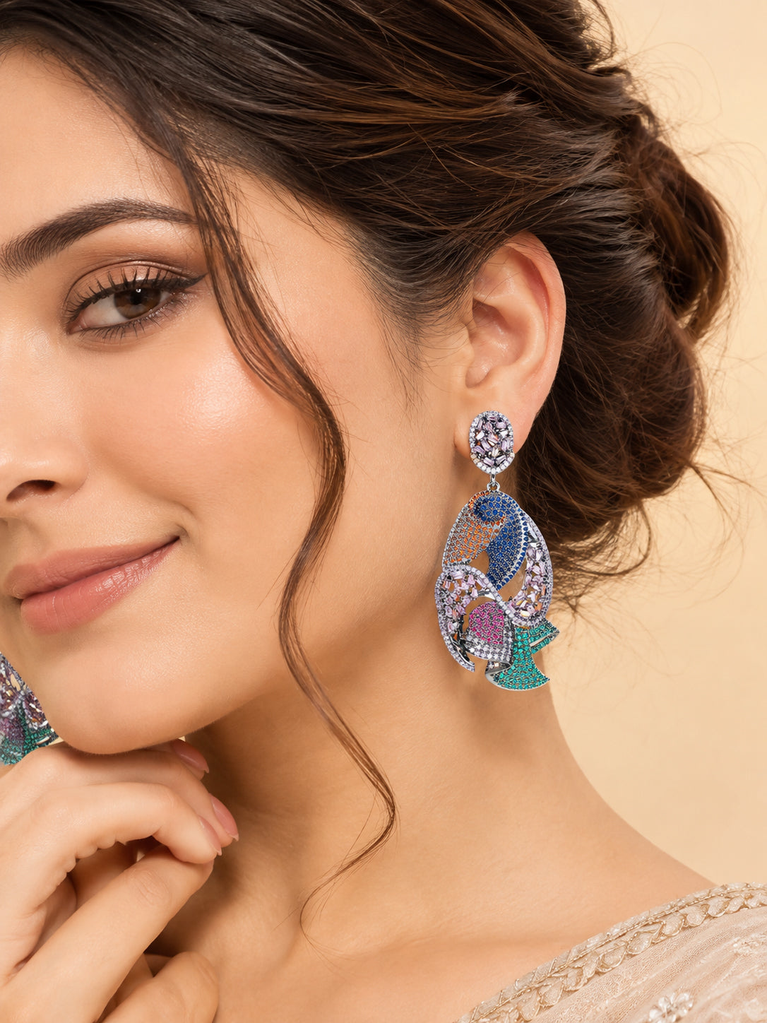 Arinya Multicolor Parrot Dangle Earrings
