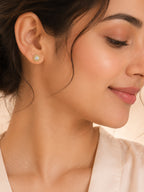 Halo Crystal Stud Earrings in 18K Gold Plating for Women