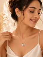 Aanura Sparkling Butterfly Necklace & Earrings Set