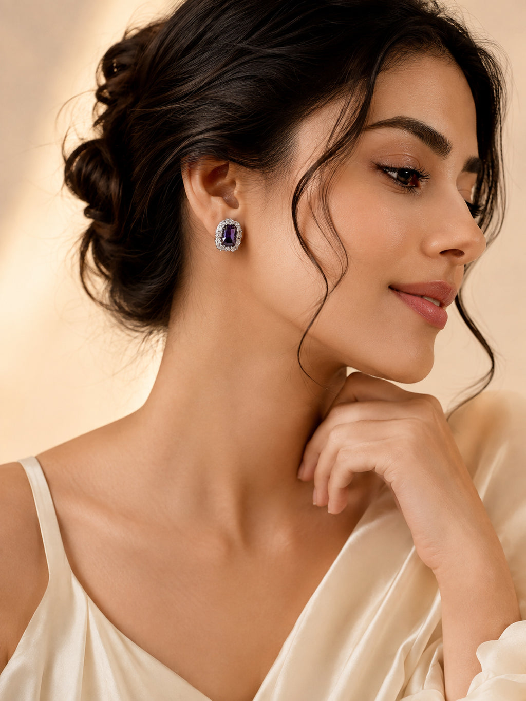 Aanura Yellow Radiant Floral Halo Stud Earrings
