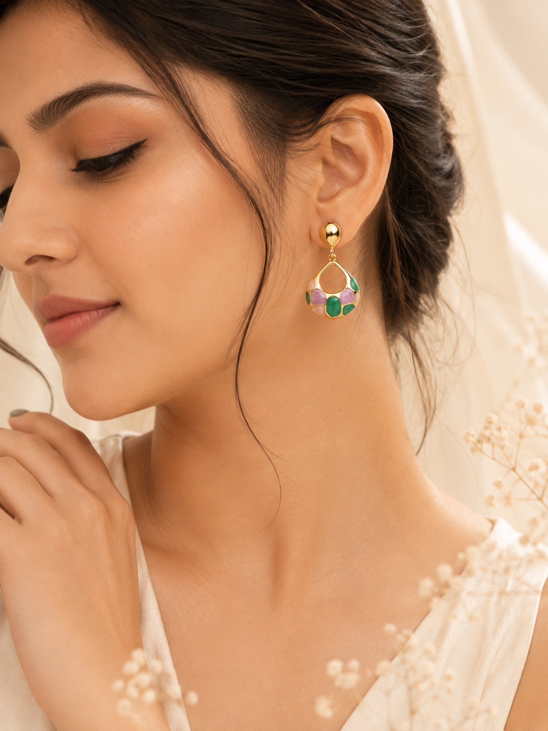 Aanura Multicolor Enamel Teardrop Earrings