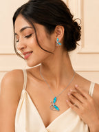 Aanura Blue Butterfly Necklace & Earrings Set