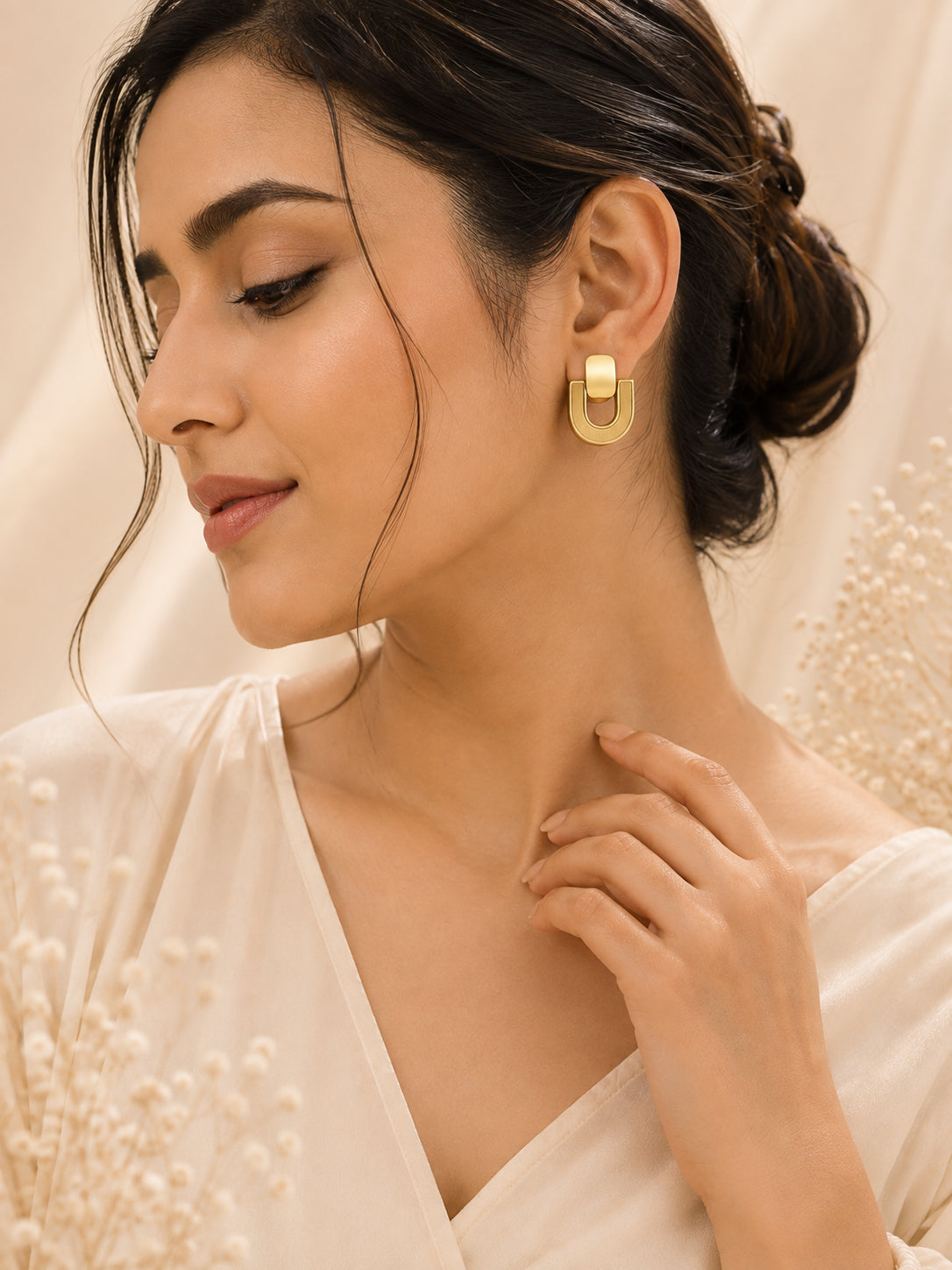 Aanura Bold Geometric Gold Stud Earrings