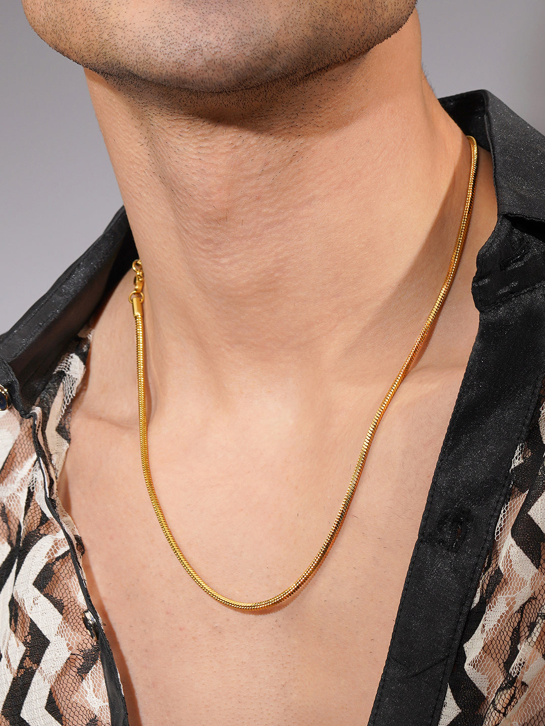 Aanura Gold Flat Chain Chain For Men