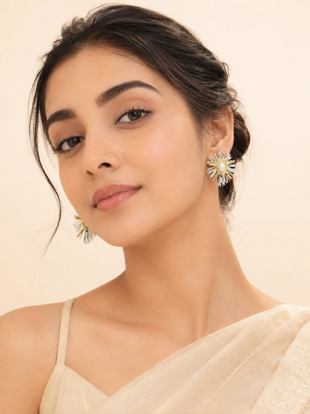 Aanura Radiant Sunburst Pearl Earrings