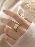 18K Gold Plated Wide Cuff Anti-Tarnish Waterproof Ring