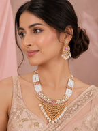 Aanura Pearl Bridal Choker Necklace with Ruby Motifs