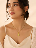 Textured Shell CZ Necklace with 18K Gold Plating
