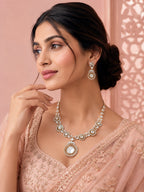 Aanura Long Kundan Necklace with Statement Pendant