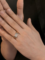 18K Gold CZ Rectangular Anti-Tarnish Waterproof Ring