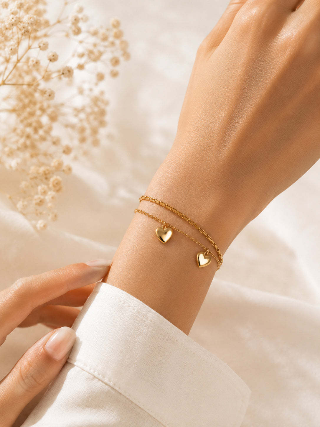 Aanura Heart Charm Gold Plated Chain Bracelet