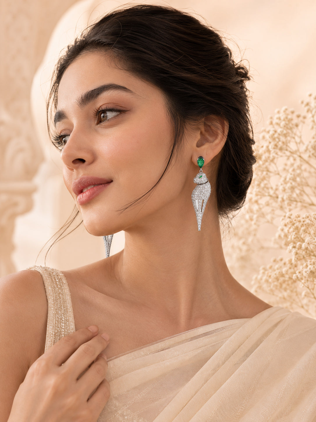 Aanura Panther Stone Studded Earrings
