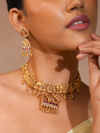 Aanura Gold Plated Heritage Temple Necklace Set