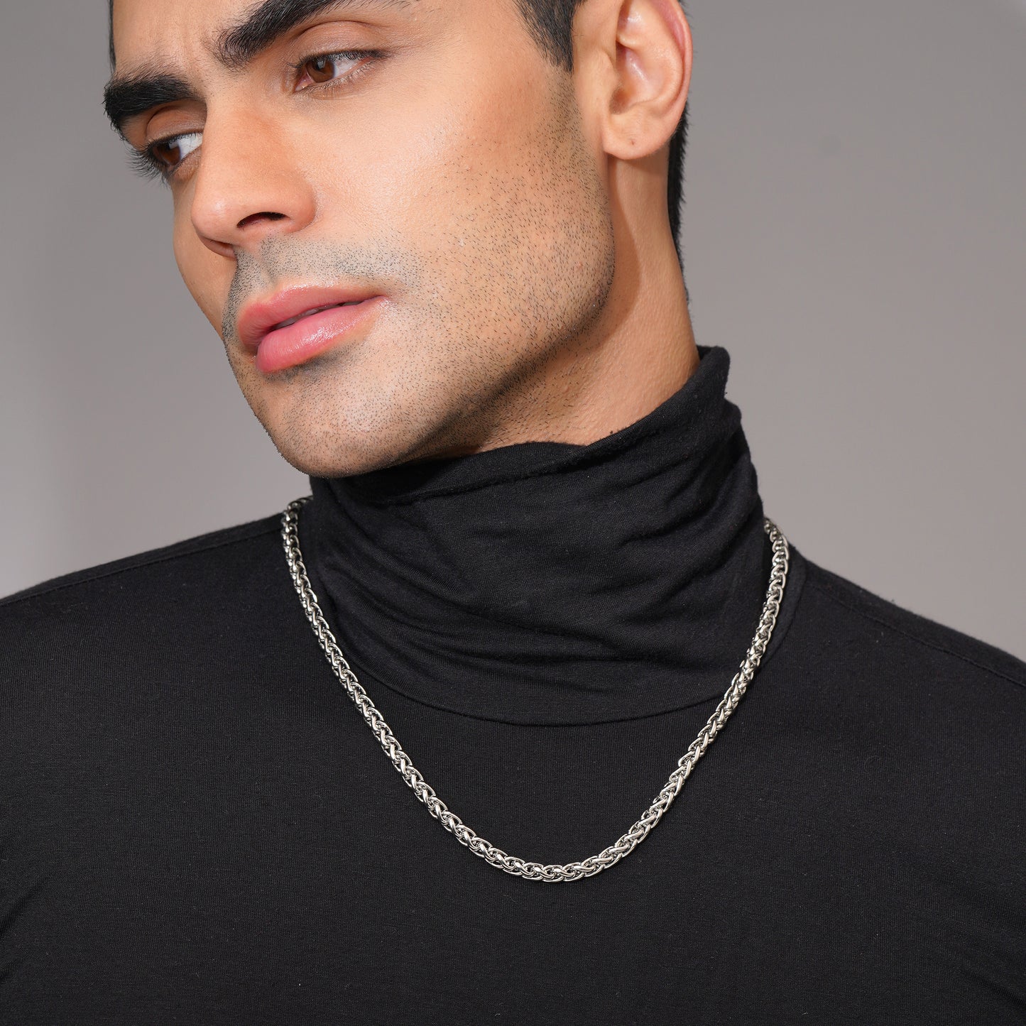 Aanura Silver Rope Chain for Men