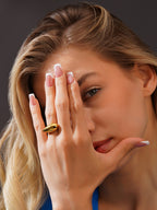 Gold & Rhodium Plated Minimal Teardrop Waterproof Ring