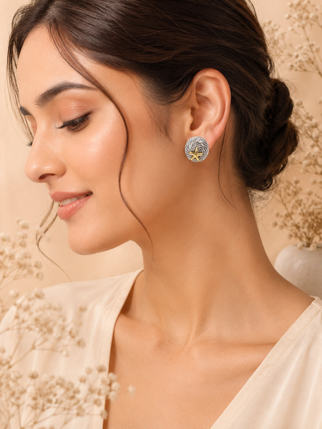 Aanura Starfish Silver Swirl Earrings