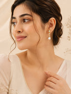 Pearl Drop Earrings with Cubic Zirconia in 18K Gold Plating
