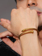18K Gold-Plated Twisted Cuff Waterproof Hypoallergenic Steel Bracelet