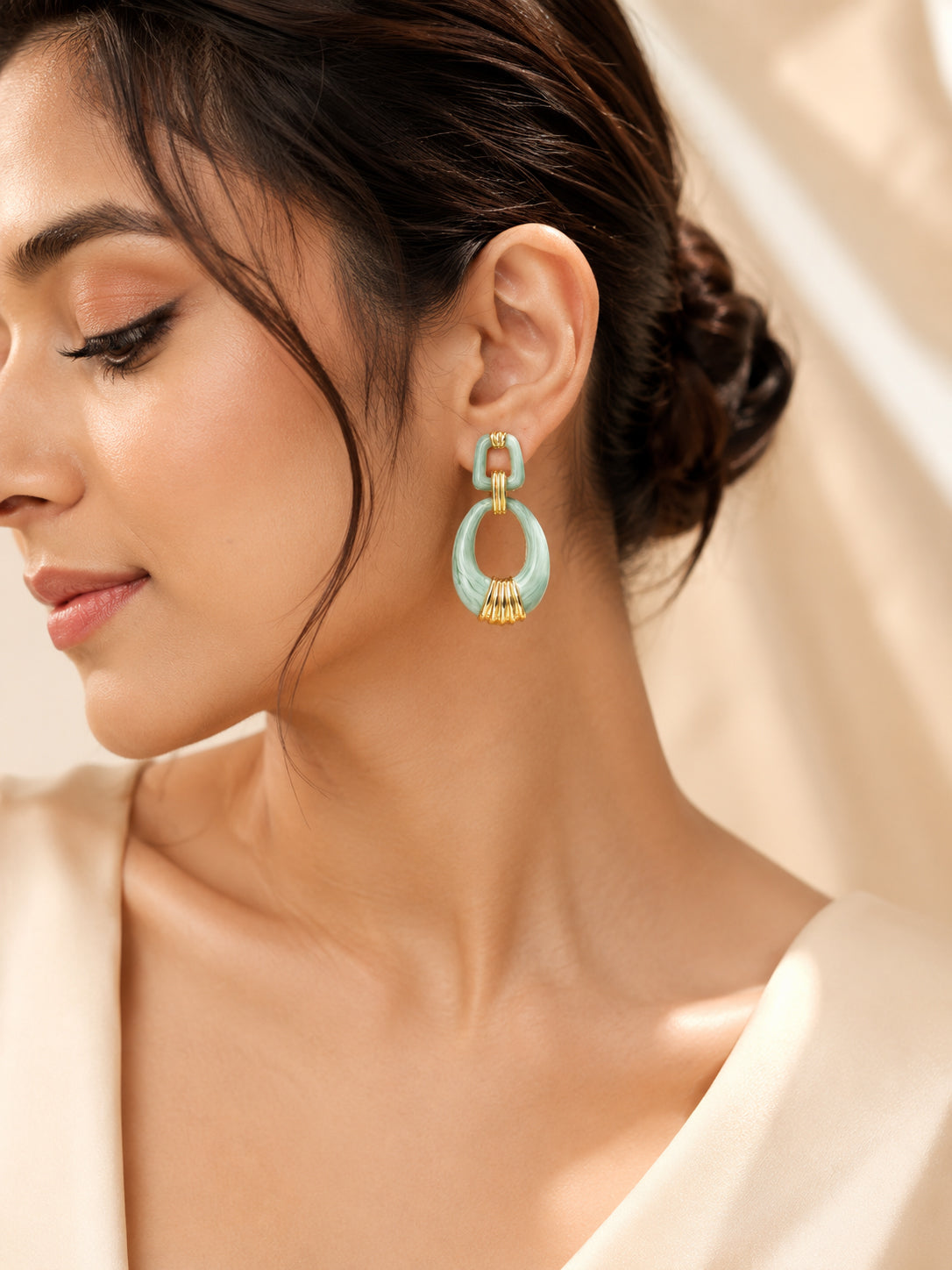 Aanura Jade Oval Abstract Earrings