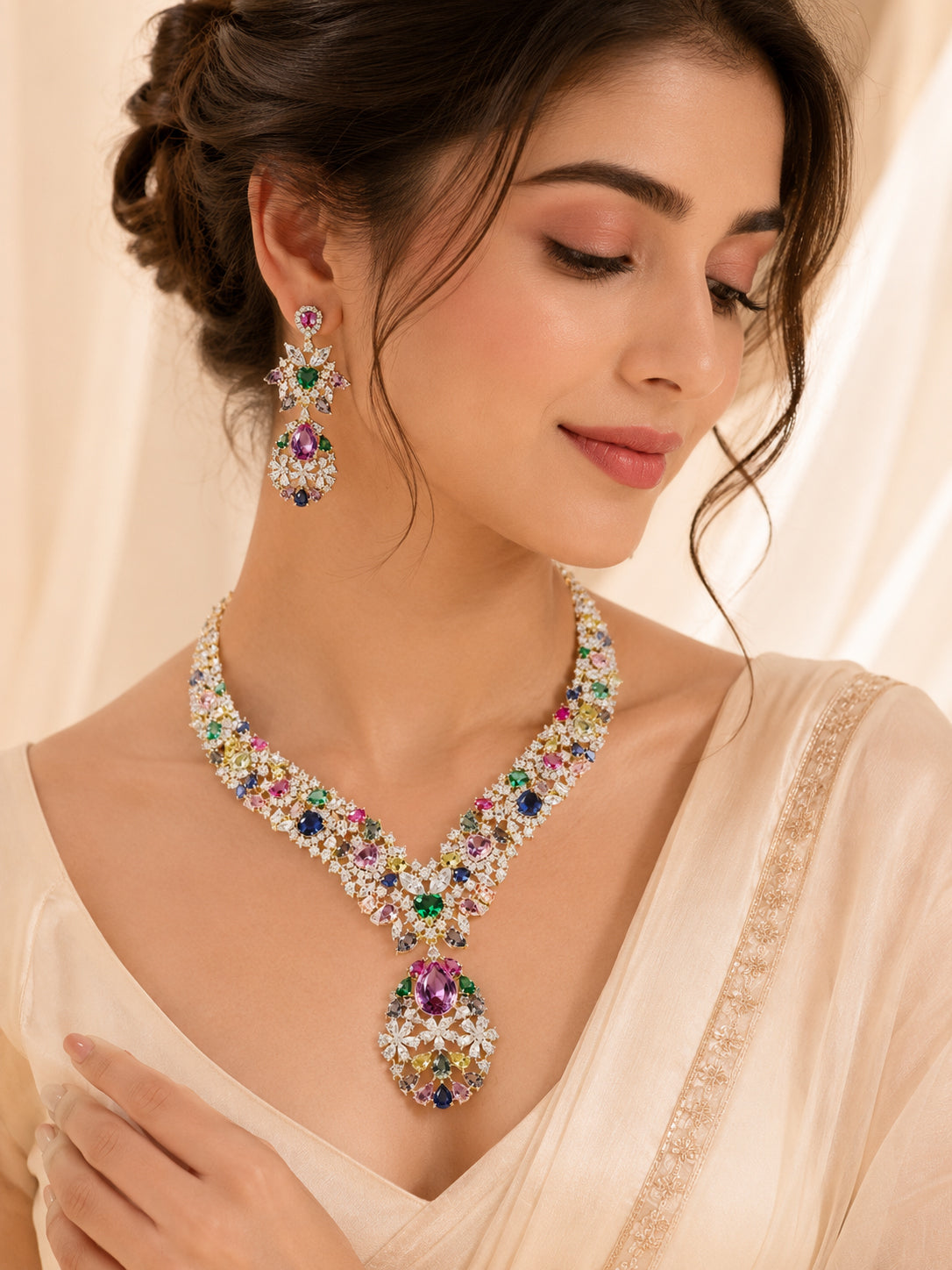 Aanura Multi-Gemstone Royal Necklace Set