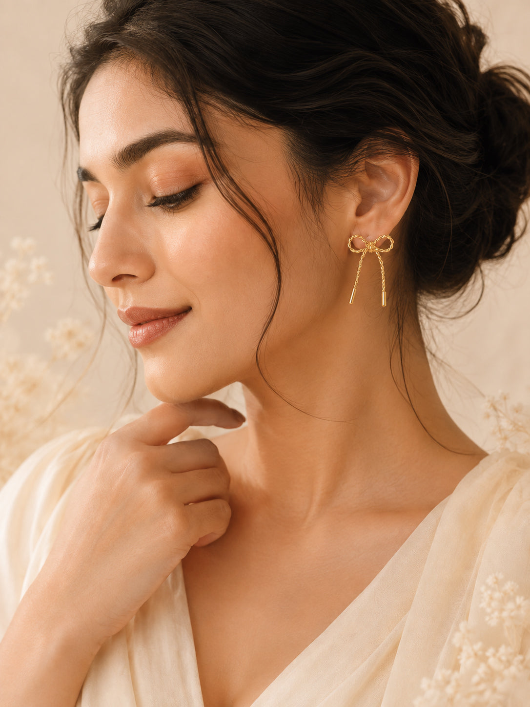 Golden Bow Twist Earrings – Aanura