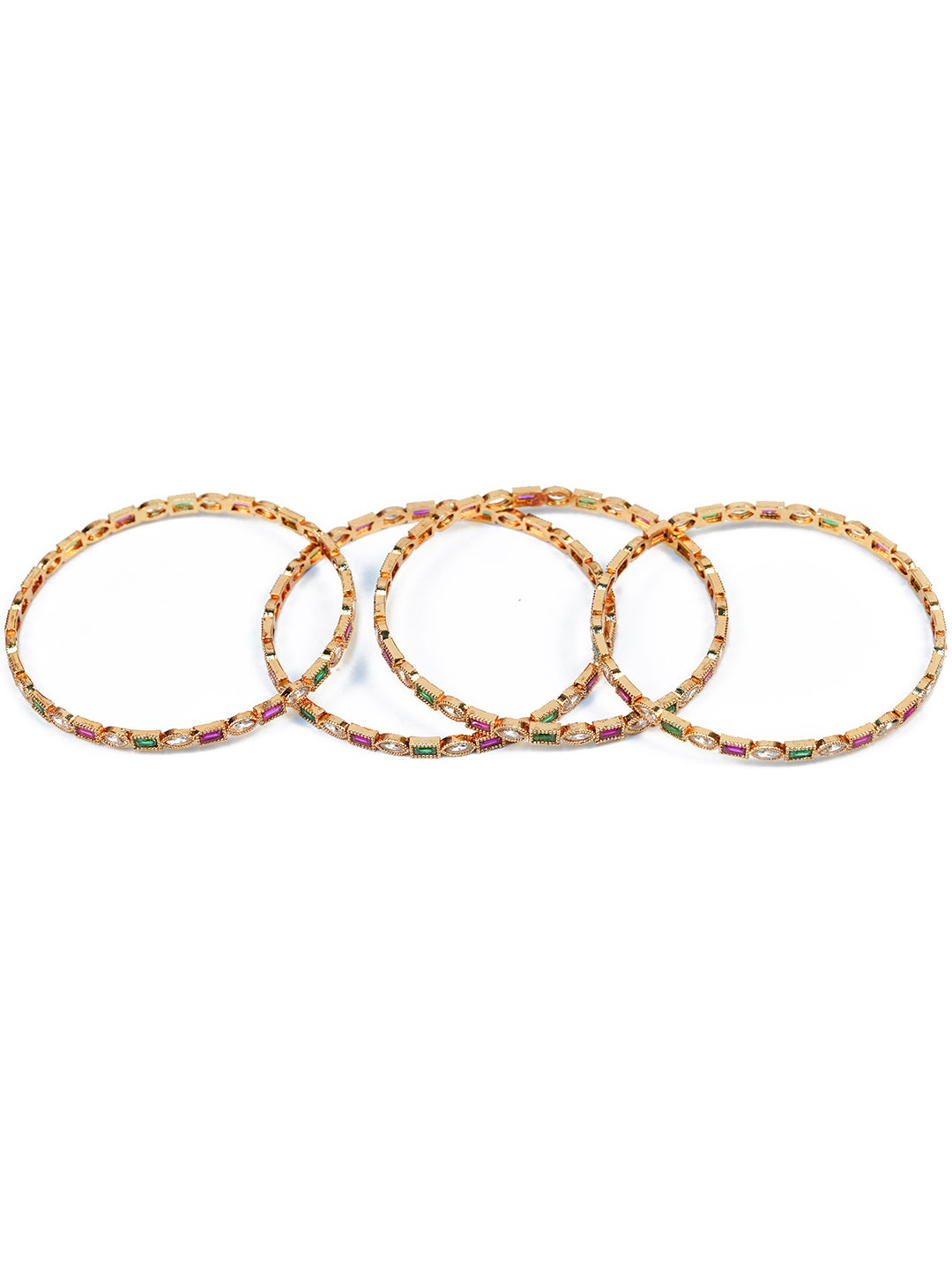 Aanura Gold Plated Multistone Slim Bangle