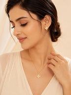Aanura Diamond Flower Necklace & Earrings Set