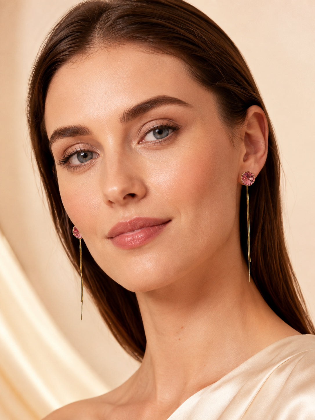 Aanura Gold Plated Drop Earrings with Crystal