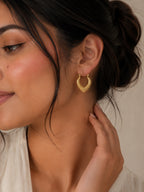 Aanura Gold Plated Textured Hoop Earrings