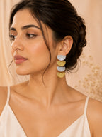 Aanura Solaris Fan Cascade Earrings – Dual-Tone Stainless Steel