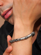 Rhodium-Plated Link Waterproof Anti-Tarnish Stainless Steel Bracelet for Men