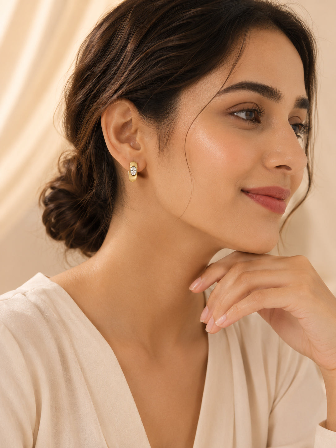 Rhodium Plated Solitaire Crystal Stud Earrings