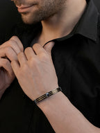 Black & Rhodium Dual Wire Anti-Tarnish Waterproof Bracelet