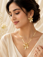 Aanura Orchid Gold Necklace & Earrings Set