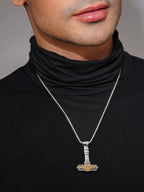 Dual-Tone Rhodium-Plated Hammer Waterproof Stainless Steel Chain for Men