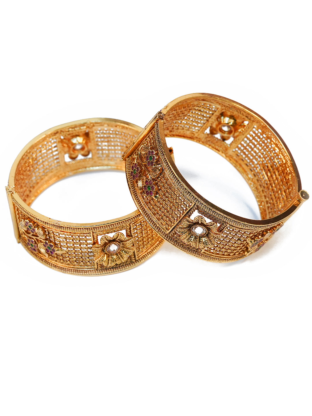 Aanura Gold Plated Heritage Stonework Bangle