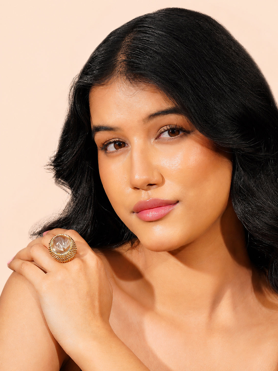18K Gold Plated Dome Anti-Tarnish Waterproof Ring