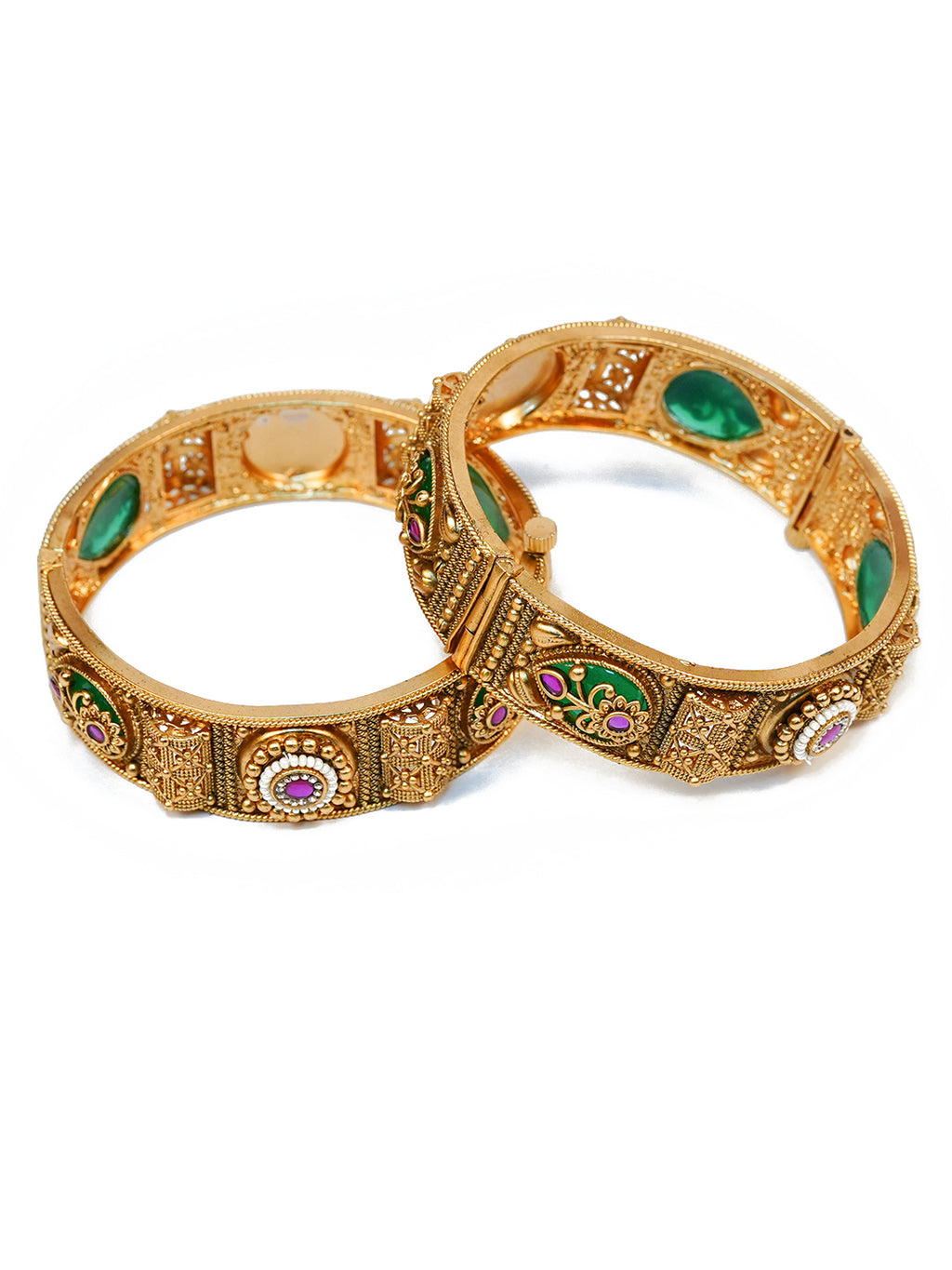 Aanura Gold Plated Royal Enamel Stone Bangle