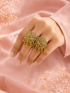 Aanura Gold-Plated Green Enamel Floral Rings